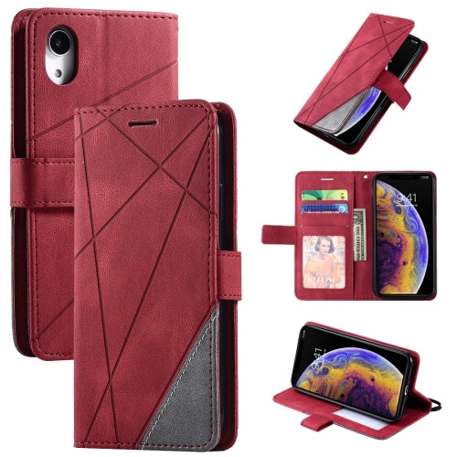 For iPhone XR Skin Feel Splicing Horizontal Flip Leather Case with Holder & Card Slots & Wal...(Red)