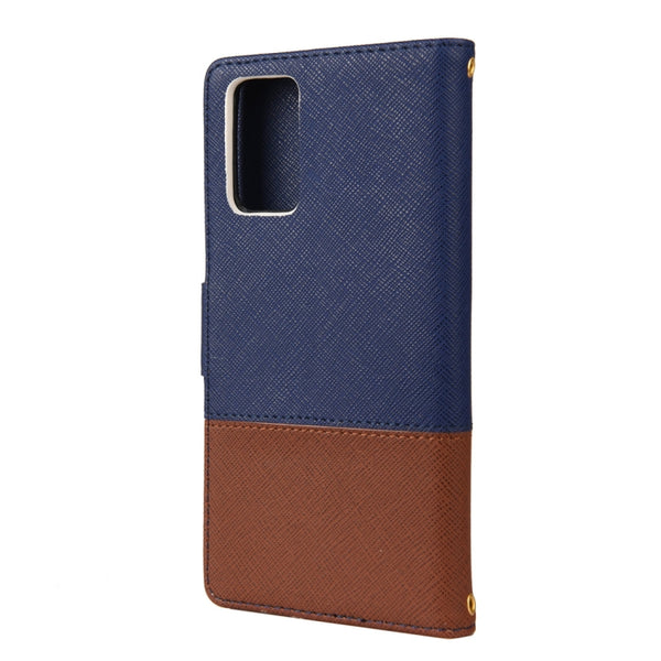 For Samsung Galaxy Note20 Color Splicing Horizontal Flip Leather Case with Holder & Ca...(Dark Blue)