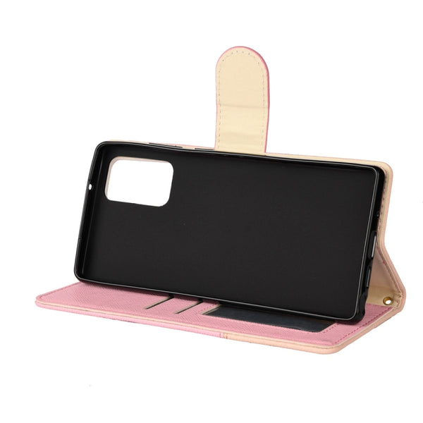 For Samsung Galaxy Note20 Ultra Color Splicing Horizontal Flip Leather Case with Holder & C...(Pink)