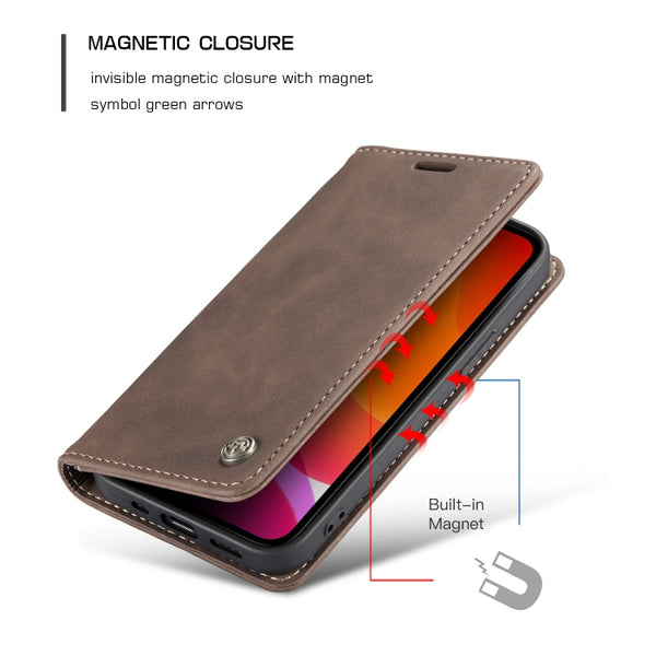 For iPhone 12 Pro Max CaseMe-013 Multifunctional Retro Frosted Horizontal Flip Leather Ca...(Coffee)