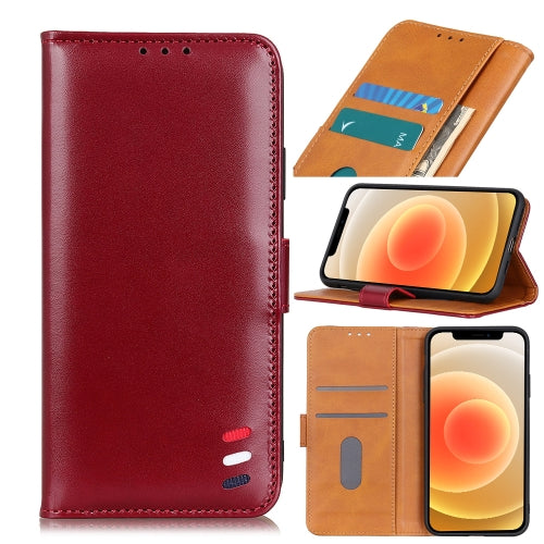 For iPhone 12 mini 3-Color Pearl Texture Magnetic Buckle Horizontal Flip PU Leather Cas...(Wine Red)