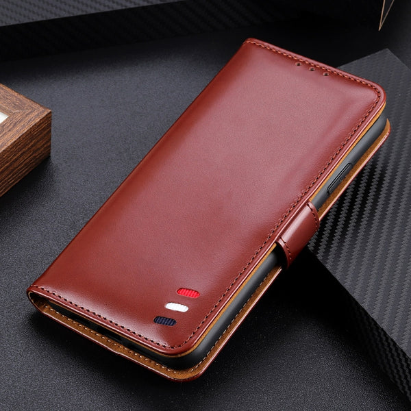For iPhone 12 Pro Max 3-Color Pearl Texture Magnetic Buckle Horizontal Flip PU Leather Cas...(Brown)