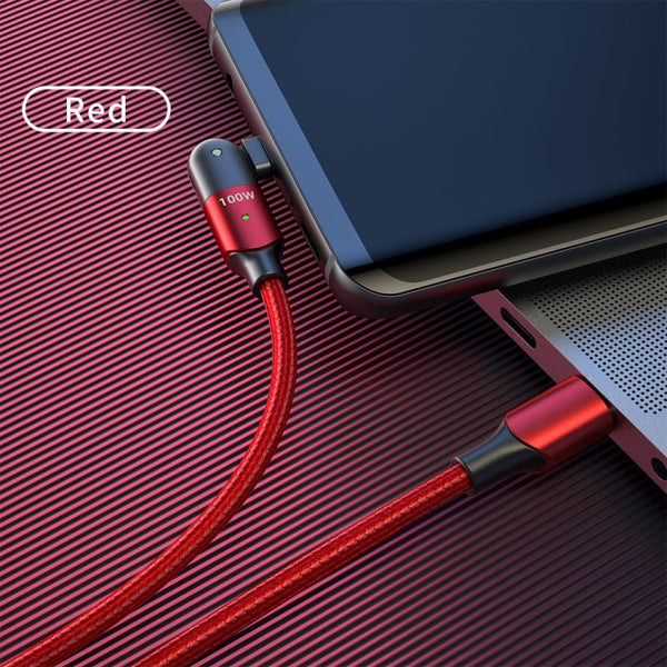 FXCTL-WYA09 100W 5A USB-C Type-C to Type-C 180 Degree Rotating Elbow Fast Charging Cable, Le...(Red)