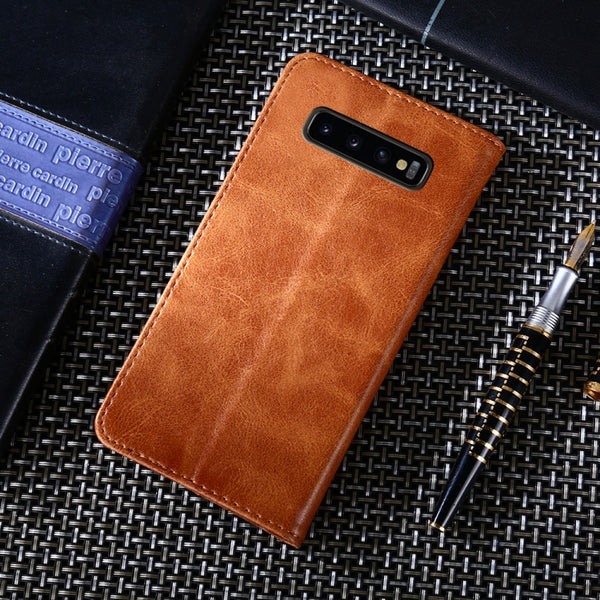 For Samsung Galaxy S10 Non-Magnetic Retro Texture Horizontal Flip Leather Case with Holder...(Brown)