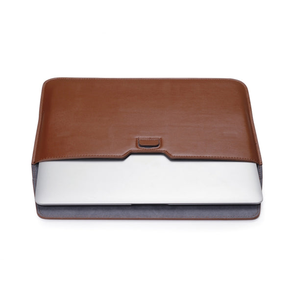 PU Leather Ultra-thin Envelope Bag Laptop Bag for MacBook Air Pro 11 inch, with Stand Func...(Brown)