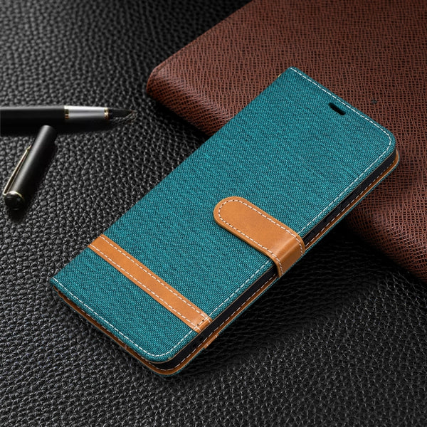 For Nokia 2.4 Color Matching Denim Texture Leather Case with