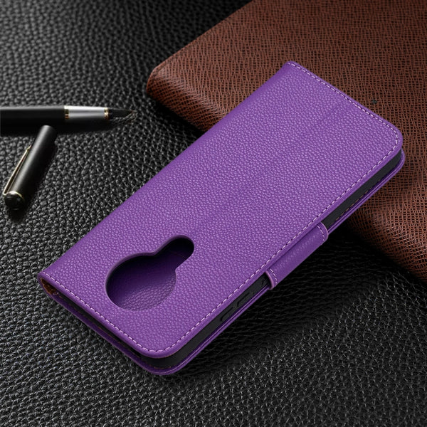 For Nokia 3.4 Litchi Texture Pure Color Horizontal Flip Leat