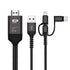 3 in 1 Micro USB USB-C Type-C 8 Pin to HDMI HDTV Cable(Black)