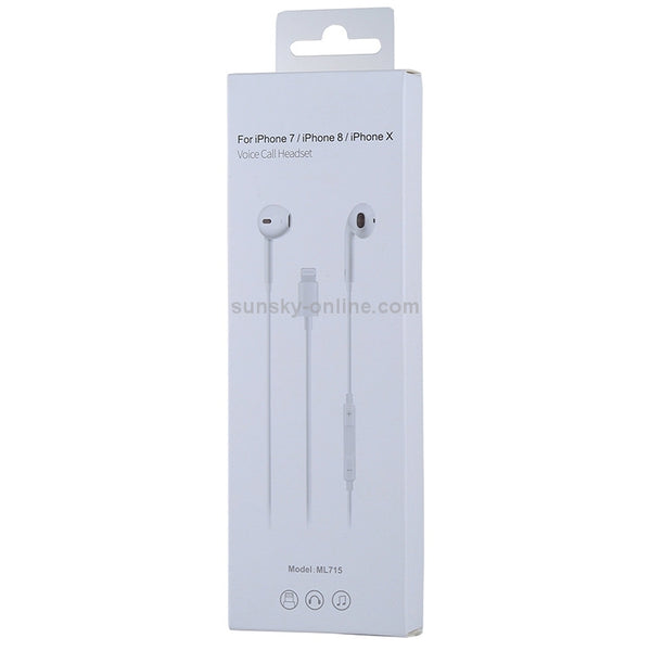 ML715 1.2m 8 Pin Port Wire Control Bluetooth Earphone, Support Music, Calls, Volume Control