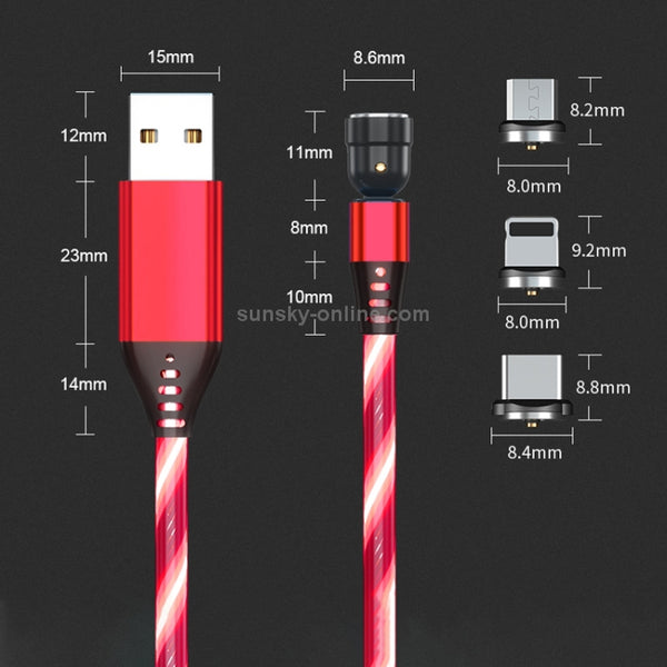 3 in 1 2.4A USB to 8 Pin Micro USB USB-C Type-C 540 Degree Bendable Streamer Magnetic Dat...(Colour)