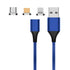 M11 3 in 1 3A USB to 8 Pin Micro USB USB-C Type-C Nylon Braided Magnetic Data Cable, Cable ...(Blue)