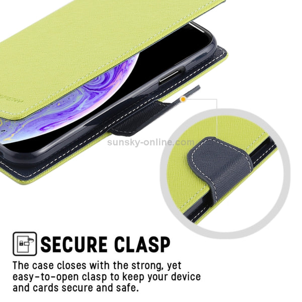 For iPhone X XS GOOSPERY FANCY DIARY Horizontal Flip Leather Case with Holder & Card Slots...(Green)