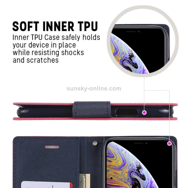 For iPhone X XS GOOSPERY FANCY DIARY Horizontal Flip Leather Case with Holder & Card Sl...(Rose Red)