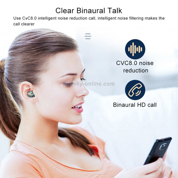 F9-5C Four-bar Breathing Light Digital Display Noise Reduction Bluetooth Earphone with Han...(Black)