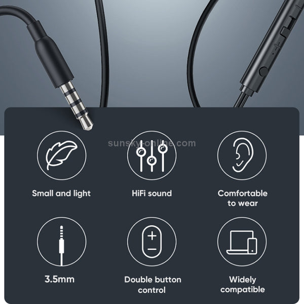 JOYROOM JR-EL114 3.5mm Plug In-Ear Wired Control Earphone (Black)
