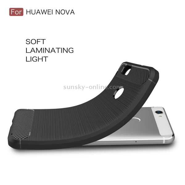 For Huawei nova Brushed Texture Carbon Fiber TPU Rugged Armo