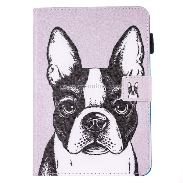 For iPad Air iPad Air 2 Painting Bulldog Pattern Horizontal Flip Leather Case with Holder & Walle...