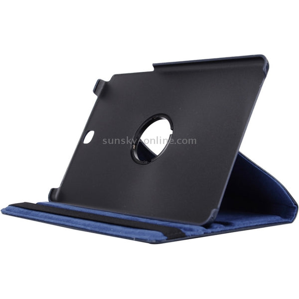 Litchi Texture 360 Degree Rotating Leather Protective Case with Holder for Galaxy Tab ...(Dark Blue)