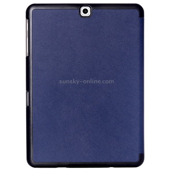 Custer Texture Horizontal Flip Leather Case with 3-folding Holder for Galaxy Tab S2 9....(Dark Blue)