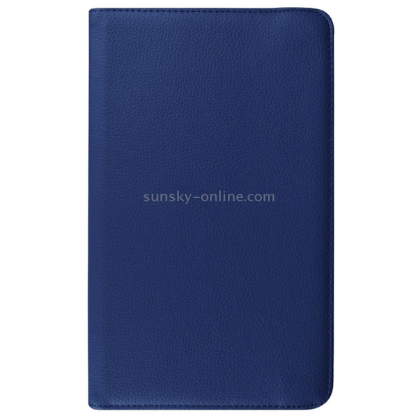 Litchi Texture Horizontal Flip Solid Color Leather Case with 360 Degrees Rotation Hold...(Dark Blue)