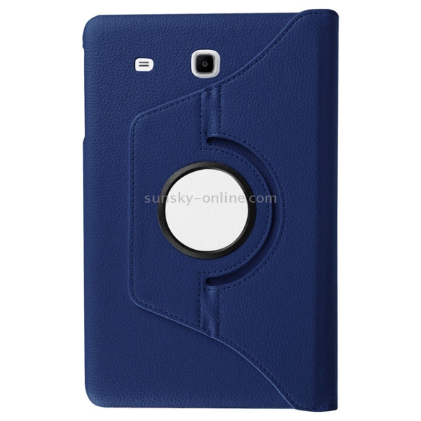 Litchi Texture Horizontal Flip Solid Color Leather Case with 360 Degrees Rotation Hold...(Dark Blue)