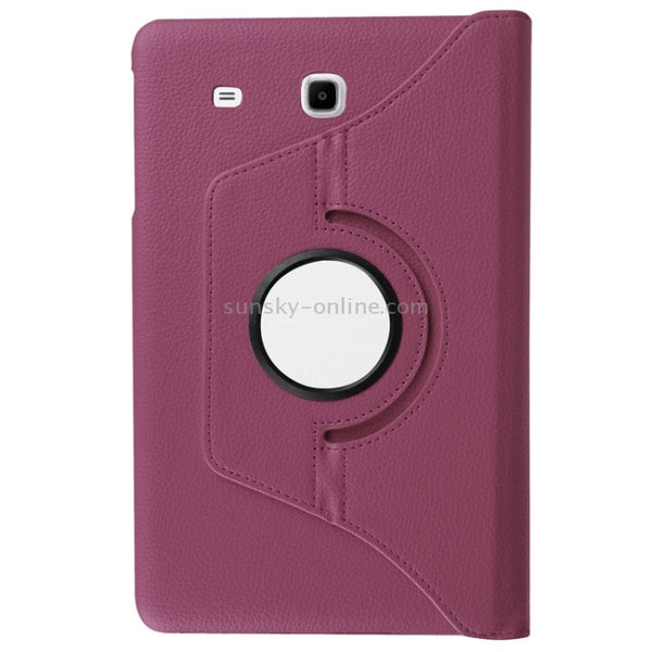 Litchi Texture Horizontal Flip Solid Color Leather Case with 360 Degrees Rotation Holder ...(Purple)