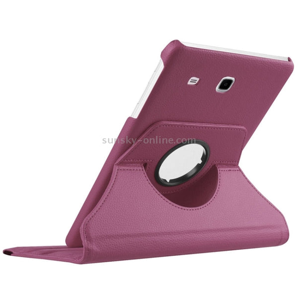 Litchi Texture Horizontal Flip Solid Color Leather Case with 360 Degrees Rotation Holder ...(Purple)