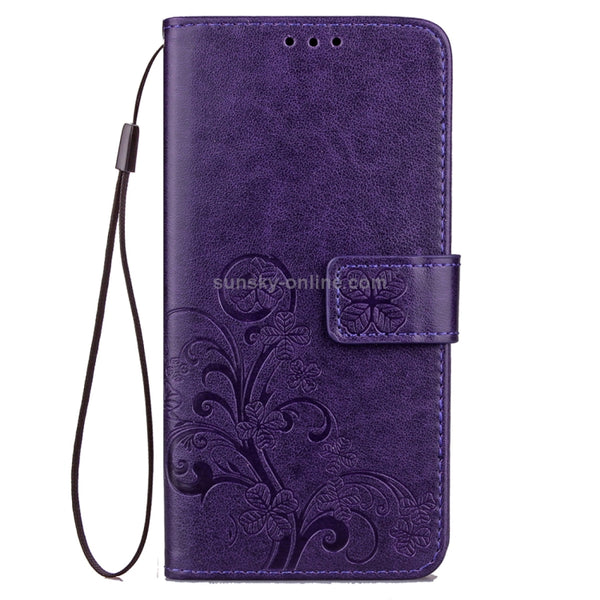 For Galaxy S9 Lucky Clover Pressed Flowers Pattern Horizontal Flip Leather Case with Hold...(Purple)