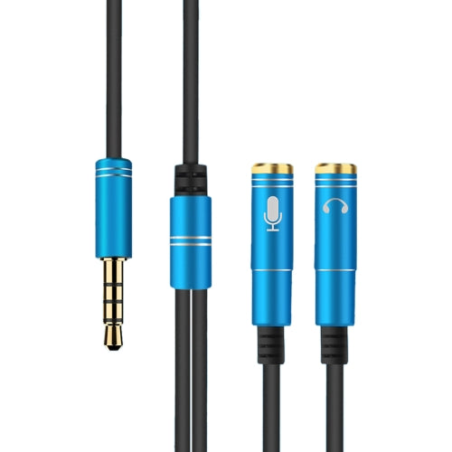 2 in 1 3.5mm Male to Double 3.5mm Female TPE High-elastic Audio Cable Splitter, Cable Lengt...(Blue)