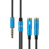 2 in 1 3.5mm Male to Double 3.5mm Female TPE High-elastic Audio Cable Splitter, Cable Lengt...(Blue)