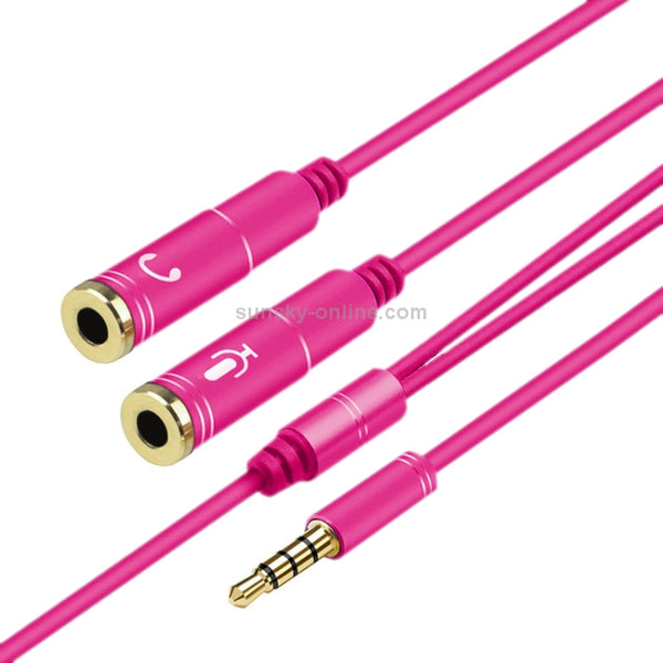 2 in 1 3.5mm Male to Double 3.5mm Female TPE High-elastic Audio Cable Splitter, Cable L...(Rose Red)