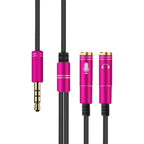 2 in 1 3.5mm Male to Double 3.5mm Female TPE High-elastic Audio Cable Splitter, Cable L...(Rose Red)