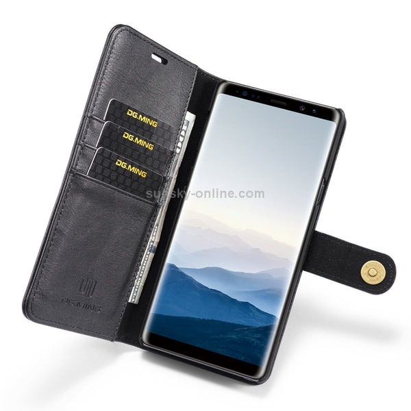 DG.MING Crazy Horse Texture Flip Detachable Magnetic Leather Case for Galaxy Note 9, with ...(Black)