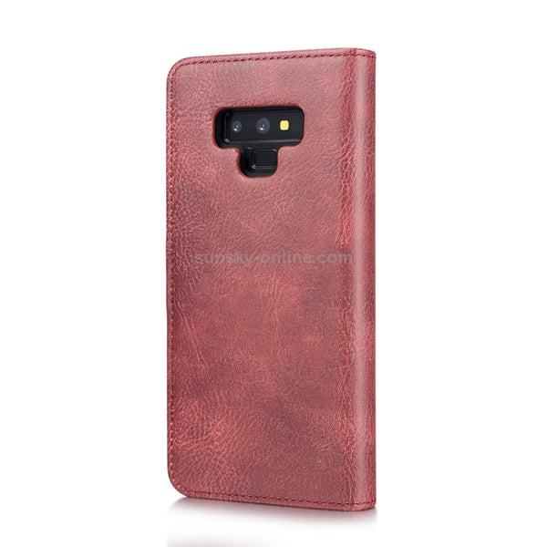DG.MING Crazy Horse Texture Flip Detachable Magnetic Leather Case for Galaxy Note 9, with Ho...(Red)