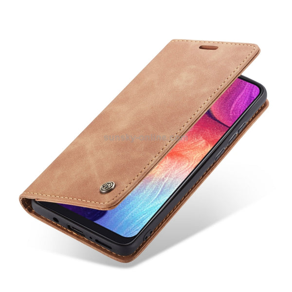 CaseMe-013 Multifunctional Retro Frosted Horizontal Flip Leather Case for Galaxy A30S A50S...(Brown)