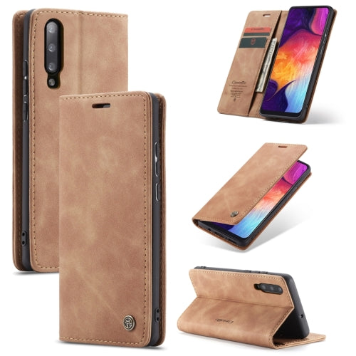CaseMe-013 Multifunctional Retro Frosted Horizontal Flip Leather Case for Galaxy A30S A50S...(Brown)