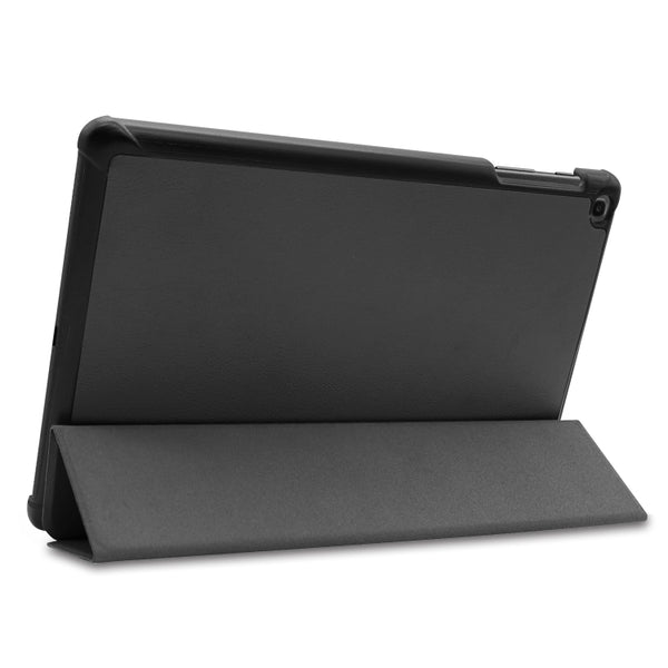 ENKAY PU Leather Plastic Bottom Case with Three-folding Holder for Galaxy Tab A 10.1 (2019...(Black)