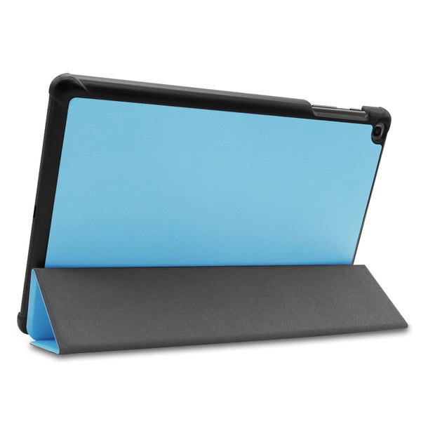 ENKAY PU Leather Plastic Bottom Case with Three-folding Holder for Galaxy Tab A 10.1 ...(Light Blue)