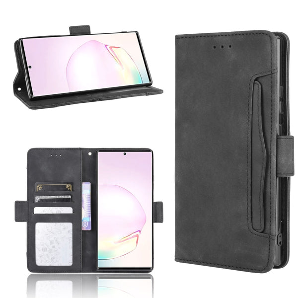 For Samsung Galaxy Note20 Ultra Wallet Style Skin Feel Calf Pattern Leather Case with Sepa...(Black)
