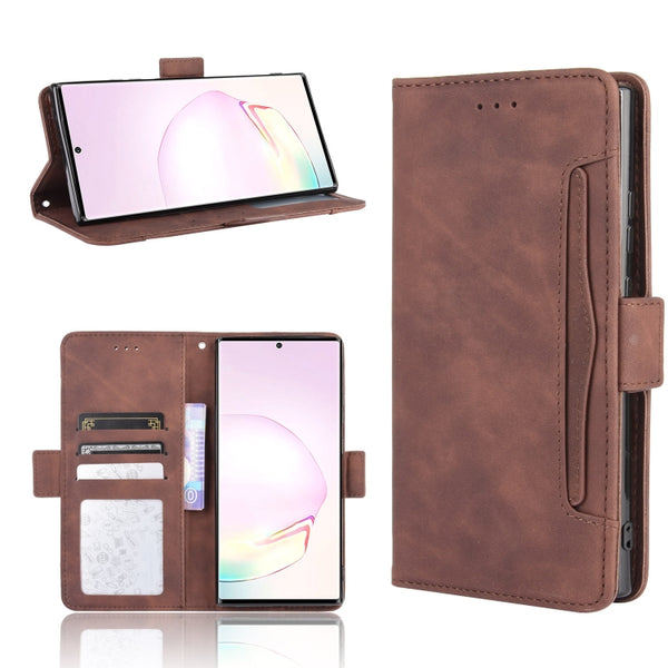 For Samsung Galaxy Note20 Ultra Wallet Style Skin Feel Calf Pattern Leather Case with Sepa...(Brown)