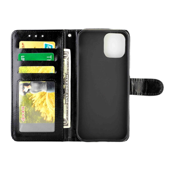 For iPhone 12 Pro Max Crazy Horse Texture Leather Horizontal Flip Protective Case with Hol...(Black)