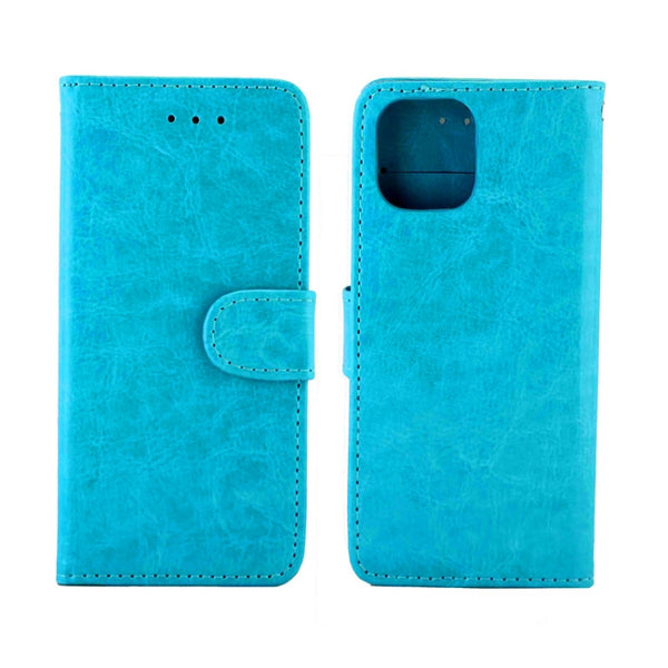For iPhone 12 Pro Max Crazy Horse Texture Leather Horizontal Flip Protective Case with...(baby Blue)