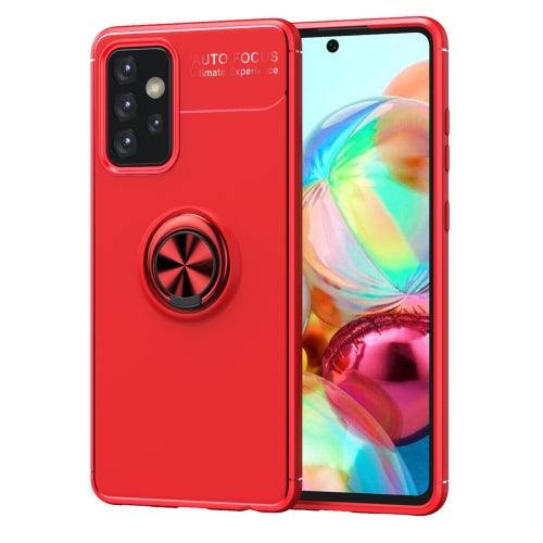 For Samsung Galaxy A52 5G 4G Metal Ring Holder 360 Degree Rotating TPU Case(Red Red)