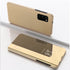 For Samsung Galaxy A52 5G 4G Plated Mirror Horizontal Flip Leather Case with Holder(Gold)