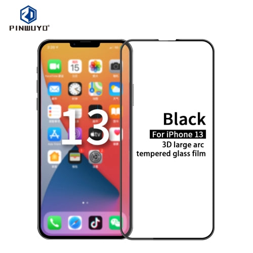 For iPhone 13 13 Pro PINWUYO 9H 3D Curved Full Screen Explosion-proof Tempered Glass Film(Black)