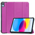 For iPad 10th Gen 10.9 2022 ENKAY Tri-fold Custer Texture Leather Stand Smart Case(Purple)