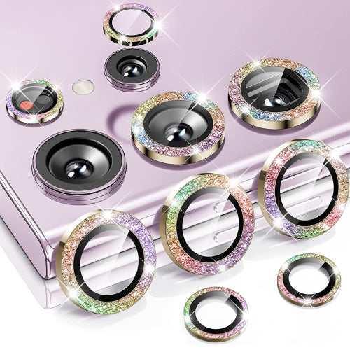 For Samsung Galaxy S23 Ultra 5G ENKAY 9H Rear Camera Lens Glitter Aluminium Alloy Ring ...(Colorful)