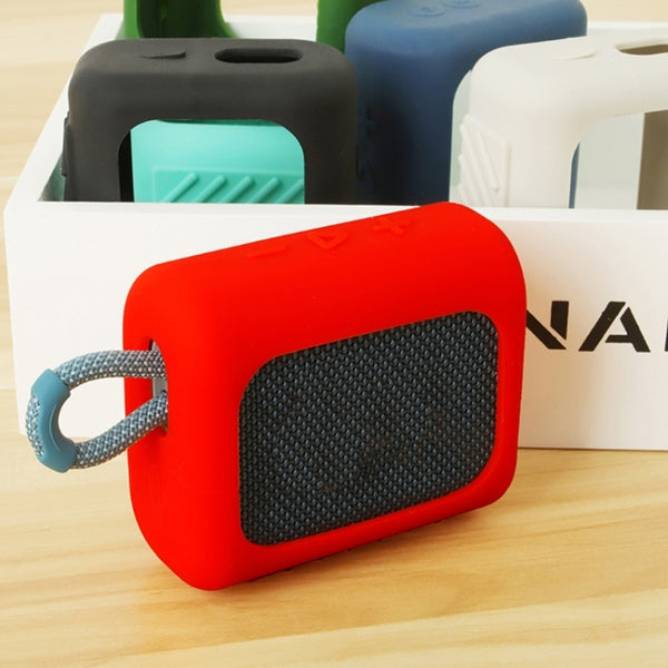 For JBL GO3 Bluetooth Speaker Silicone Cover Portable Protective Case with Carabiner(Red)