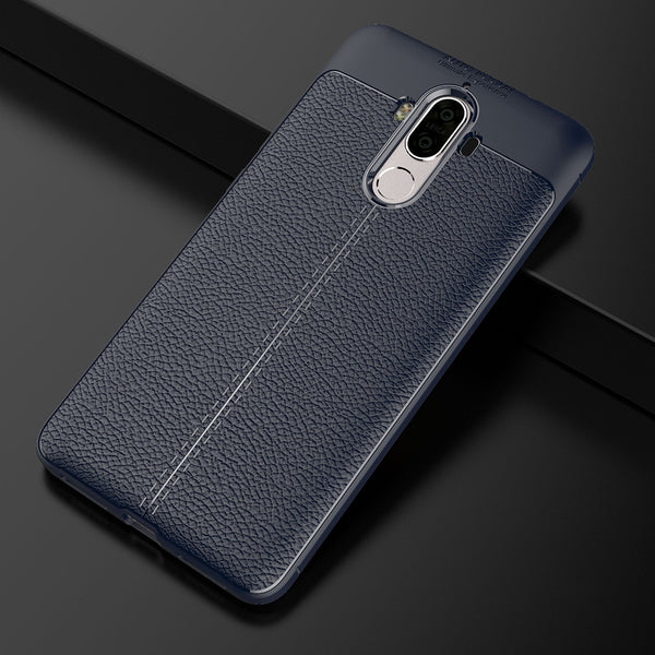 For Huawei Mate 9 Litchi Texture Full Coverage TPU Protective Back Cover Case (Navy Blue)