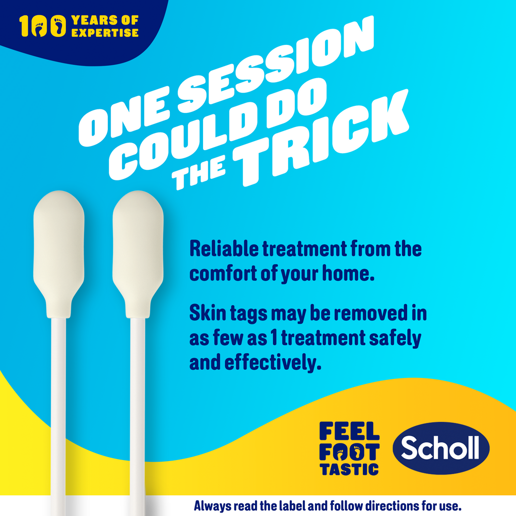 One session could do the trick. Reliable treatment from the comfort of your home. Skin tags may be removed in as few as 1 treatment safely and effectively. | Scholl Australia